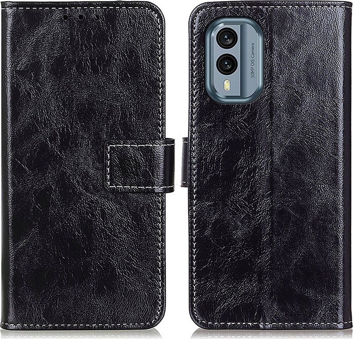 Mobigear Telefoonhoesje geschikt voor Nokia X30 Hoesje | Mobigear Basic Bookcase Portemonnee | Pasjeshouder voor 3 Pasjes | Telefoonhoesje voor Pinpas / OV Kaart / Rijbewijs - Zwart