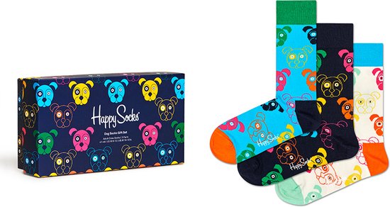 Happy Socks XDOG08-0150 3-Pack Mixed Dog Socks Gift Set