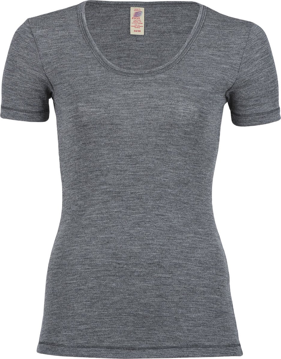 Engel Natur Dames T-shirt Bio Merino Wol IVN-BEST Antraciet 38/40m