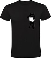 Kat in borstzakje Heren T-shirt | cat | poes | kitten | huisdier | dierendag | grappig | Zwart