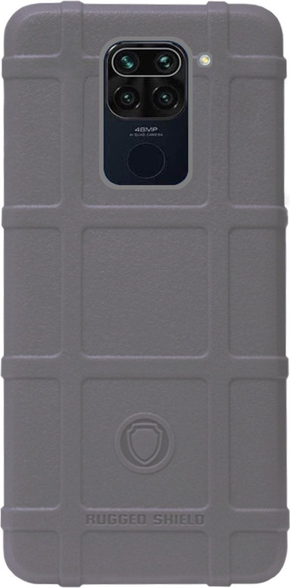 RUGGED SHIELD Rubber Bumper Case Hoesje Geschikt voor Xiaomi Redmi Note 9 - Grijs