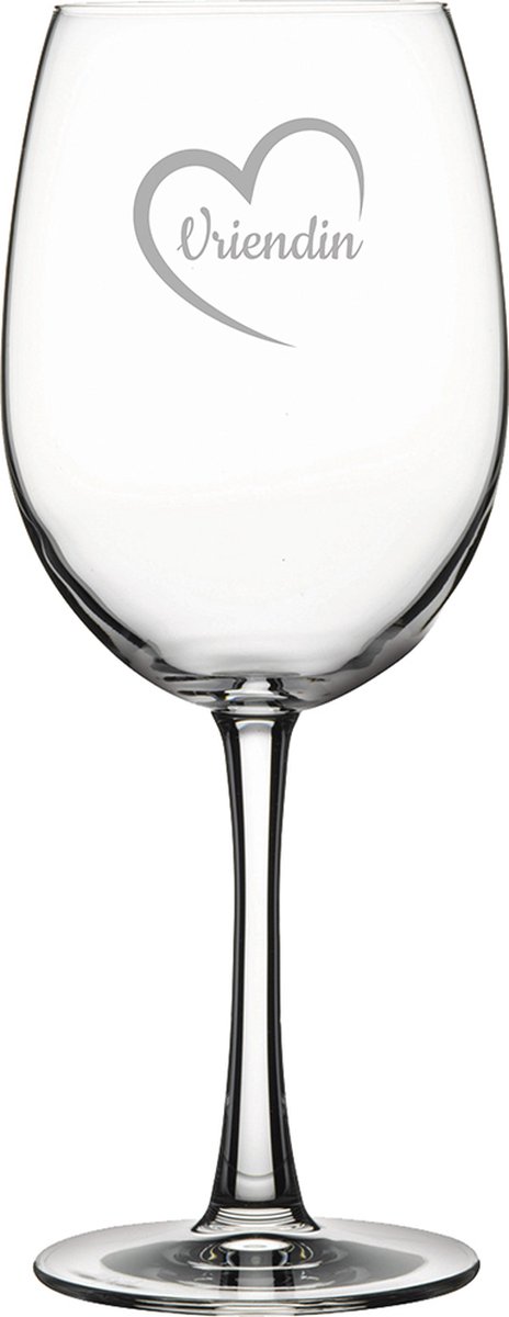 Gegraveerde rode wijnglas 46cl Vriendin met hartje