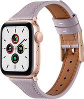 By Qubix Leren bandje - Paars - Geschikt voor Apple Watch 38mm - 40mm - 41mm - Compatible Apple watch bandje - smartwatch bandje leder leren iWatch