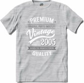 Vintage Legend Sinds 2005 - verjaardag en feest cadeau - Kado tip - T-Shirt - Unisex - Donker Grijs - Gemêleerd - Maat L