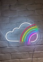 OHNO Neon Verlichting Rainbow with Cloud - Neon Lamp - Wandlamp - Decoratie - Led - Verlichting - Lamp - Nachtlampje - Mancave - Neon Party - Wandecoratie woonkamer - Wandlamp binnen - Lampen - Neon - Led Verlichting - Wit, Multicolor