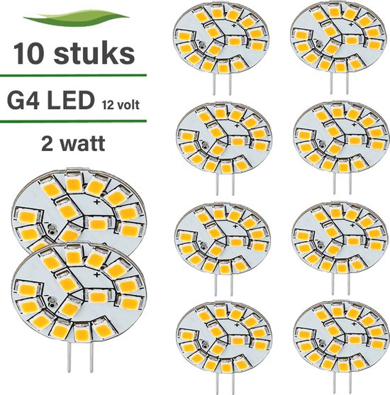 G4 LED lamp / GU4 LED - 10-pack - 12 volt - 2700K warm wit - lumen - Vervangt