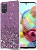 Cadorabo Hoesje geschikt voor Samsung Galaxy A71 5G in Paars met Glitter - Beschermhoes van flexibel TPU silicone met fonkelende glitters Case Cover Etui