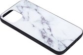 Shop4 - iPhone 14 Hoesje - Harde Back Case Glass Marmer Wit
