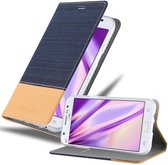 Étui Cadorabo pour Samsung Galaxy J5 2015 en BLEU MARRON FONCÉ - Housse de protection avec fermeture magnétique, fonction support et poche pour cartes Book Case Cover Etui