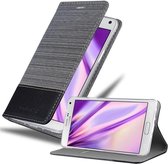 Cadorabo Hoesje geschikt voor Samsung Galaxy NOTE 4 in GRIJS ZWART - Beschermhoes met magnetische sluiting, standfunctie en kaartvakje Book Case Cover Etui