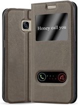 Cadorabo Hoesje voor Samsung Galaxy S7 in STEEN BRUIN - Beschermhoes met magnetische sluiting, standfunctie en 2 kijkvensters Book Case Cover Etui