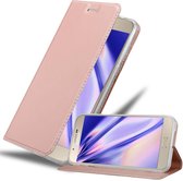 Cadorabo Hoesje geschikt voor Samsung Galaxy A8 2015 in CLASSY ROSE GOUD - Beschermhoes met magnetische sluiting, standfunctie en kaartvakje Book Case Cover Etui