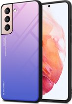 Cadorabo Hoesje geschikt voor Samsung Galaxy S21 5G in ROZE - BLAUW - Tweekleurige beschermhoes van TPU-silicone Case Cover en achterzijde van gehard glas