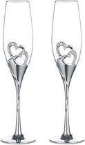 1 set (2-delig) creatieve hoogwaardige wijnglazen met voet gekleurde emaille kristal diamant bezet hartvormig liefdespaar bruiloft set van 2 romantische champagneglazen geschenk huisdecoratie