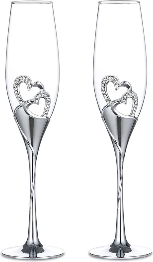 1 set (2-delig) creatieve hoogwaardige wijnglazen met voet gekleurde emaille kristal diamant bezet hartvormig liefdespaar bruiloft set van 2 romantische champagneglazen geschenk huisdecoratie