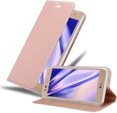 Cadorabo Hoesje geschikt voor LG X POWER 2 in CLASSY ROSE GOUD - Beschermhoes met magnetische sluiting, standfunctie en kaartvakje Book Case Cover Etui