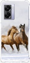 GSM Hoesje OPPO A77 5G | A57 5G Bumper Hoesje met transparante rand Paarden