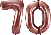Folat Folie ballonnen - 70 jaar cijfer - brons - 86 cm - leeftijd feestartikelen
