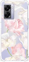 GSM Hoesje OPPO A77 5G | A57 5G Leuk TPU Back Cover met transparante rand Mooie Bloemen