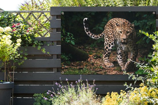 Affiche de jardin - Toile de jardin - Posters de jardin extérieur - Animaux sauvages - Léopard - Jungle - Nature - 120x80 cm - Jardin