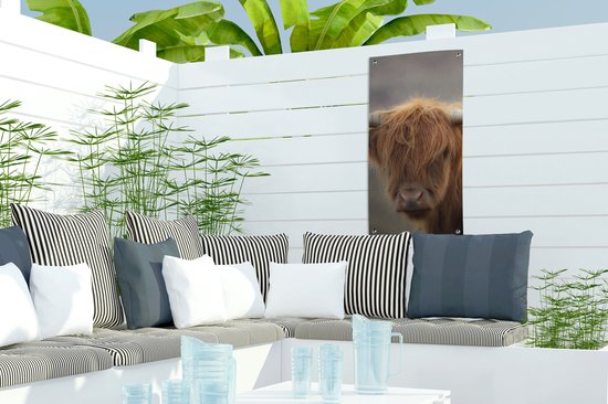 Affiche de jardin Highlander écossais - Cornes - Cheveux - 30x60 cm - Toile de jardin - Affiche extérieure