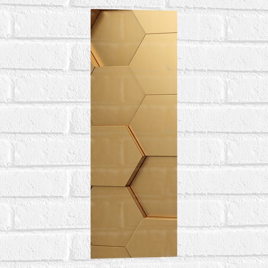 Muursticker - Hexagon Wand in het Goud - 20x60 cm Foto op Muursticker