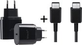 Oplader Geschikt voor Samsung Galaxy S21 / S21 Plus / S21 Ultra USB-C Adapter 25W - Oplader – Type-C Snellader met USB-C kabel – Zwart
