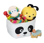 Relaxdays opbergmand kinderkamer - vilten mand met dier - opvouwbare speelgoedmand - baby - panda