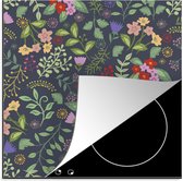 KitchenYeah® Inductie beschermer 78x78 cm - Een bloemdessin illustratie met veel kleur - Kookplaataccessoires - Afdekplaat voor kookplaat - Inductiebeschermer - Inductiemat - Inductieplaat mat
