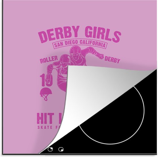 KitchenYeah® Inductie beschermer 78x78 cm - Vintage - Skeeler - Vrouw - Kookplaataccessoires - Afdekplaat voor kookplaat - Inductiebeschermer - Inductiemat - Inductieplaat mat