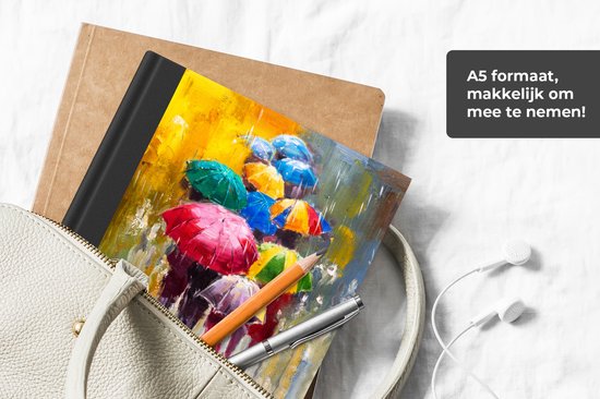 Carnet - Cahier d'écriture - Peinture - Parapluie - Peinture à l'huile - Carnet - Format A5 - Bloc-notes