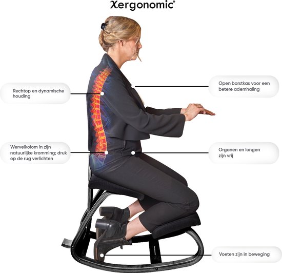 Xergonomic – Ergonomische kniestoel met rugleuning – Knie stoel ergonomisch...  | bol.com