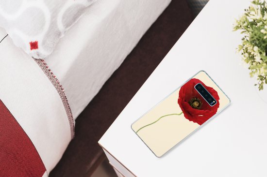 Coque Samsung Galaxy S10 Plus - Gros plan d'un coquelicot rouge - Coque en Siliconen pour téléphone