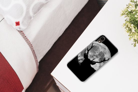 Coque iPhone XR - Cerf - Lune - Nuit - Siliconen