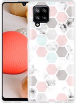 Hoesje Geschikt voor Samsung Galaxy A42 Marmer Honeycomb