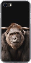 Geschikt voor iPhone SE 2020 hoesje - Aap - Schotse hooglander - Zwart - Siliconen Telefoonhoesje