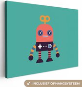 Tableau toile enfants - Décoration murale chambres d'enfants - Robot - Jouets - Vert - 120x90 cm - Toile enfants - Décoration murale