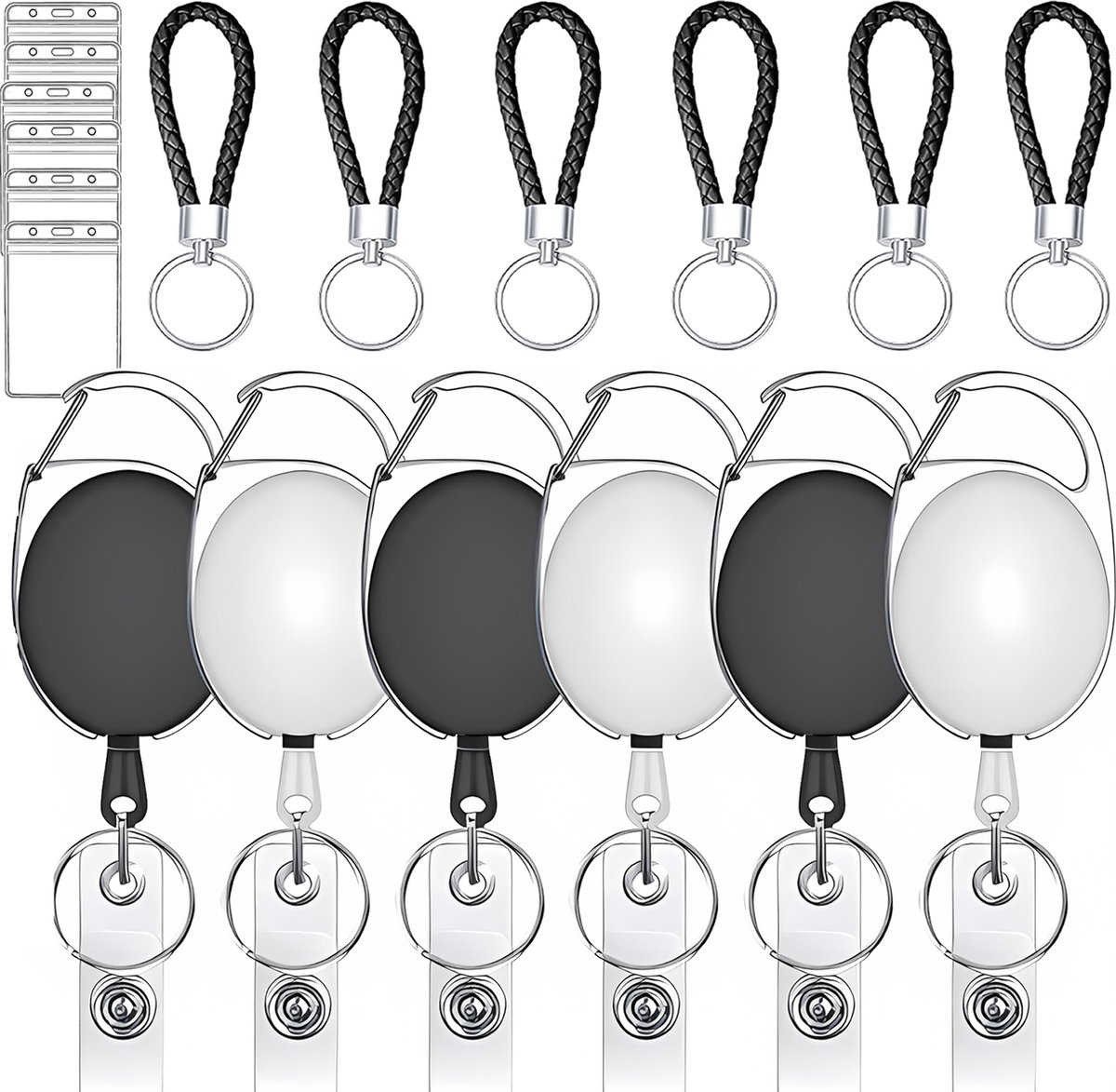 6 Stuks Uittrekbare Sleutelhanger Met Lanyard Karabijnsluiting 6-stuks-uittrekbare-sleutelhanger-met-lanyard-karabijnsluiting