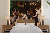 Behang - Fotobehang Nimfen vullen de hoorn des overvloeds - Schilderij van Peter Paul Rubens - Breedte 240 cm x hoogte 240 cm