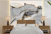 Behang - Fotobehang Marmer - Goud - Grijs - Breedte 220 cm x hoogte 220 cm