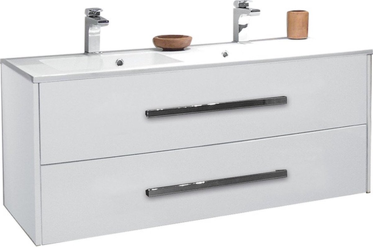 Nemo Go Selena Onderbouw 1200x498x500mm wit hoogglans met 2 laden softclose met greep in chroom