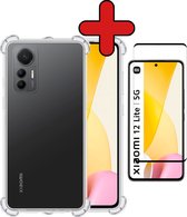Hoesje Geschikt voor Xiaomi 12 Lite Hoesje Siliconen Shock Proof Case Hoes Met Screenprotector - Hoes Geschikt voor Xiaomi 12 Lite Hoes Cover Case Shockproof - Transparant