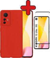 Hoesje Geschikt voor Xiaomi 12 Lite Hoesje Siliconen Case Hoes Met Screenprotector - Hoes Geschikt voor Xiaomi 12 Lite Hoes Cover Case - Rood
