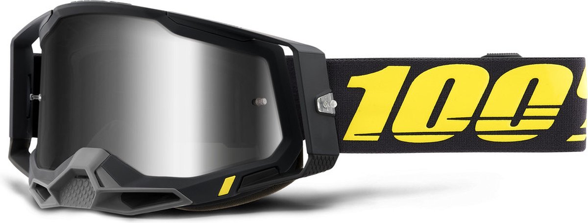 100% Crossbril MTB Racecraft 2 met Mirror Lens - Zwart-Geel -