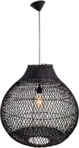 Hanglamp Rotan peer | 1 lichts | zwart | hout | Ø 60 cm | in hoogte verstelbaar tot 165 cm | eetkamer / woonkamer lamp | modern / landelijk design