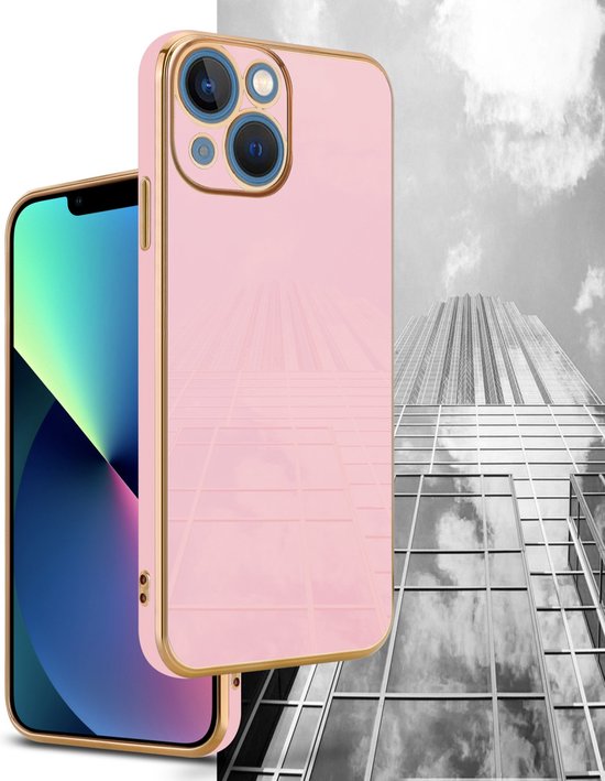 Coque Cadorabo pour Apple iPhone 14 PLUS en Rose Brillant - Or - Coque de protection en silicone TPU souple et avec protection pour appareil photo