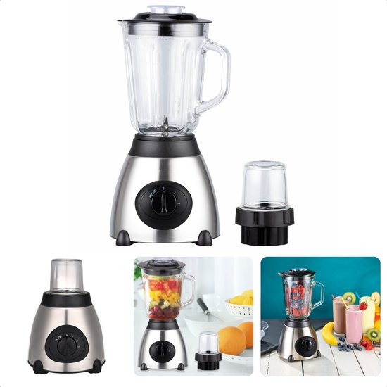 Royal Swiss Blender, Mengkraan van roestvrij staal glas, 1000 W, 3 Standen - Anti-Slip - 230V - 50Hz