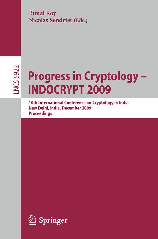 Progress in Cryptology INDOCRYPT 2009 - cover