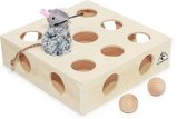 Pfotenolymp® interactief kattenspeelgoed / speeldoos met speelballen & speelmuis - houten speelgoed voor katten - mollenspel / vangspel / jachtspel