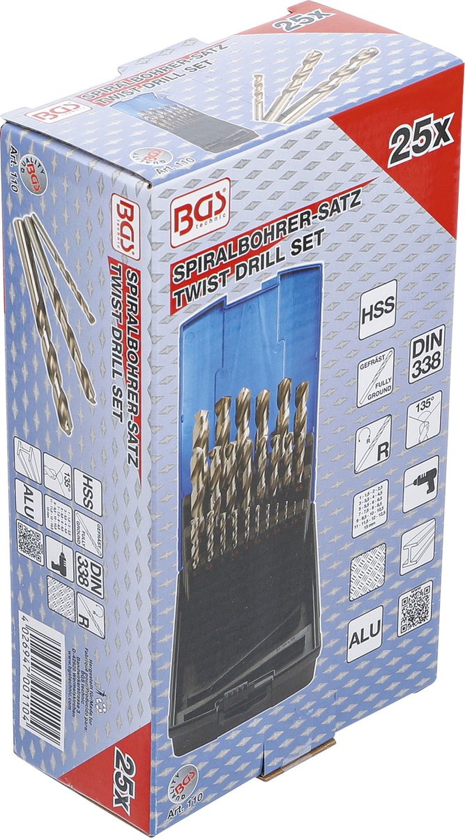 BGS HSS-draaiboorset Ø 1 - 13 mm 25 stuks - 110